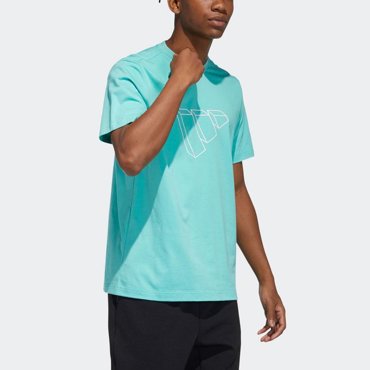 Adidas 3D Logo Print Crew Neck Short Sleeve T-Shirt Men Tops Acid-Green GP0967