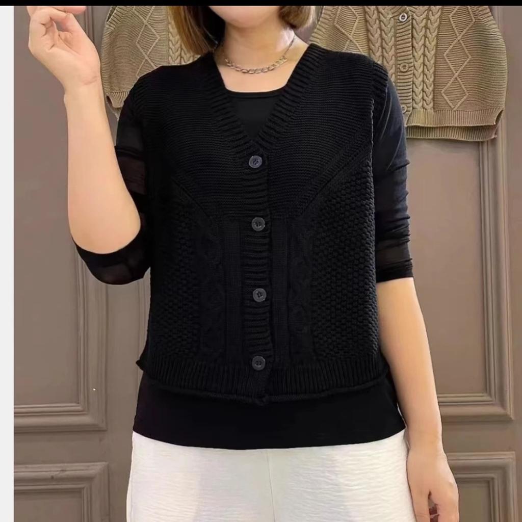 Vneck Fashion Moms Knitted Solid Vest Womens Autumn New Sleeveless Vest