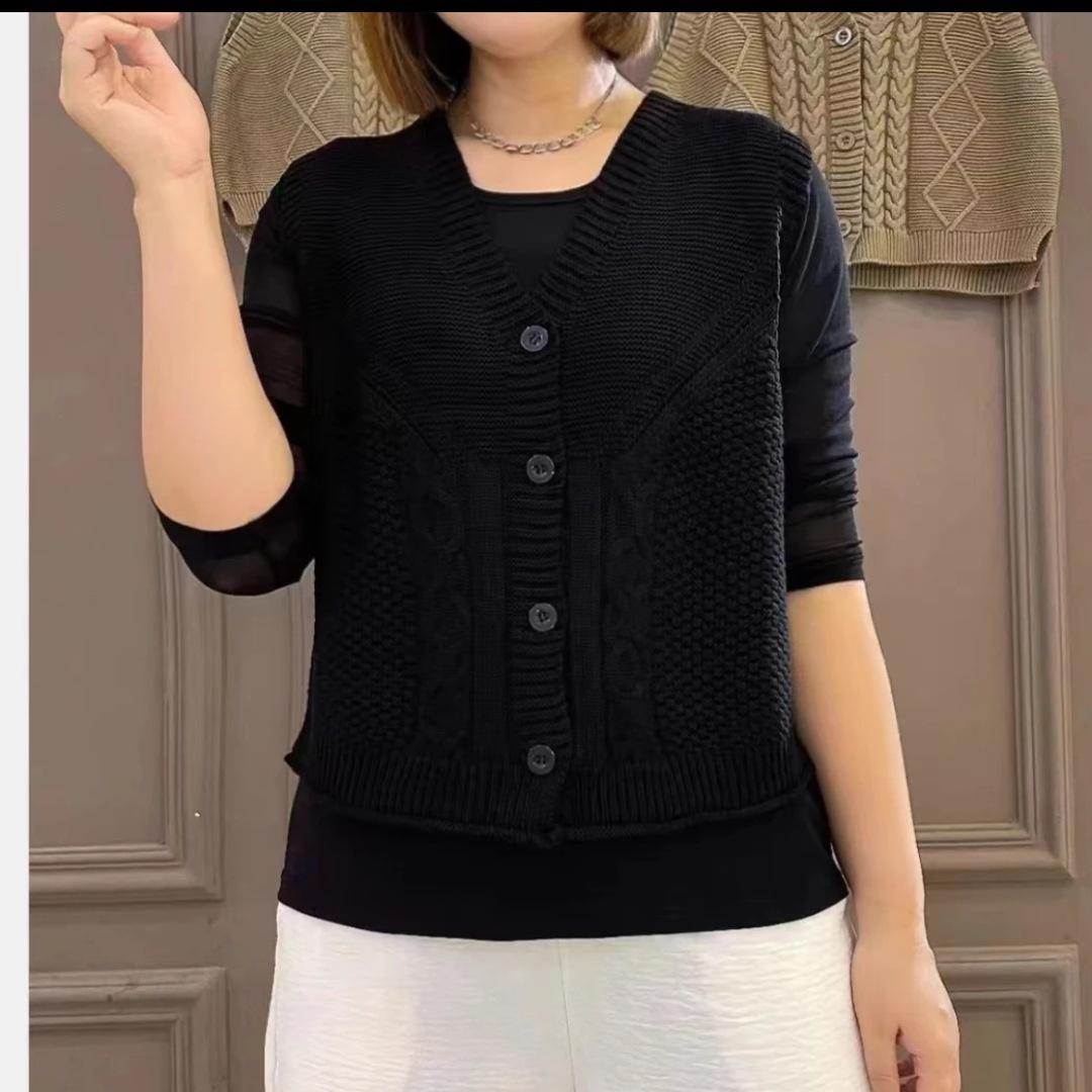 

Модный женский однотонный трикотажный жилет с V-образным вырезом, осенняя новинка без рукавов 3XL чёрный