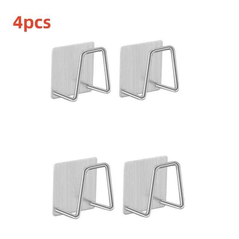 

4pcs Kitchen Stainless Steel Sink Sponges Holder Self Adhesive Drain Drying Rack Kitchen Wall Hooks Accessories