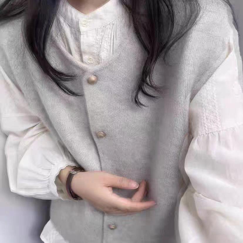 YS Women's Korean Style Slim Fit Layered Sweater Vest - Autumn/Winter Round Neck with Gold Buttons