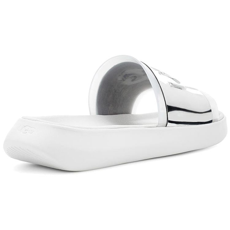 UGG Wygodne Lekkie Modne Sandały Damskie Obuwie Białe Srebrne 1109592-WHT