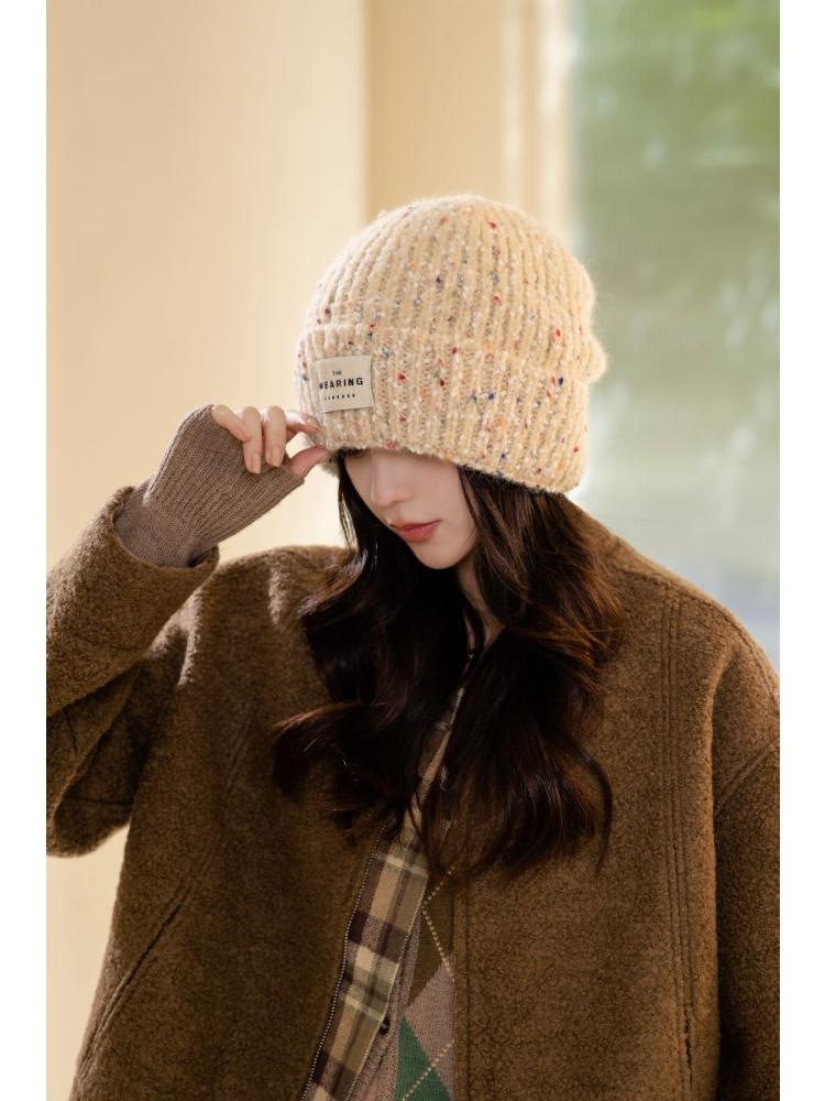 Color Wool Hat Autumn and Winter Warm Ear Protection Windproof Hat Knitted Hat Fit for Outdoor, Casual & Formal Events