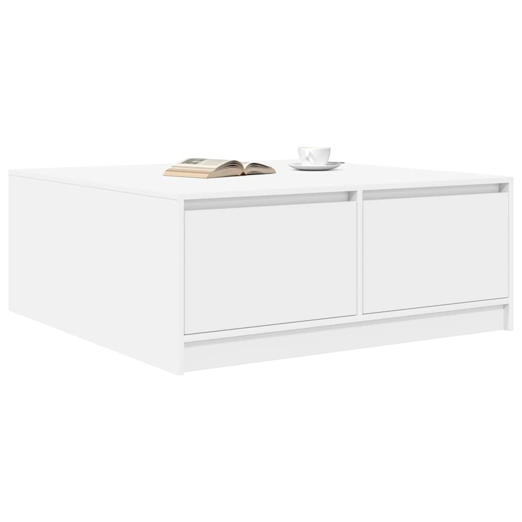 Coffee Table with Drawers White 100x100x40 Cm