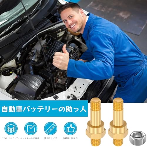 REYLNXR 4pcs 3/8"16 Battery Bolt Copper Screw Side Post Battery Terminal Bolt Battery Side Post Extension Bolt (Product Contents: Battery Copper