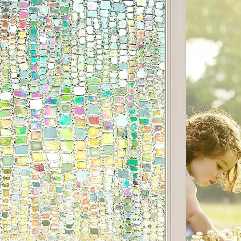 Window Privacy Film Decorative,  Glass Window Tint For Home, 3D Decals Window Clings For Glass , Static Cling Window Sticker