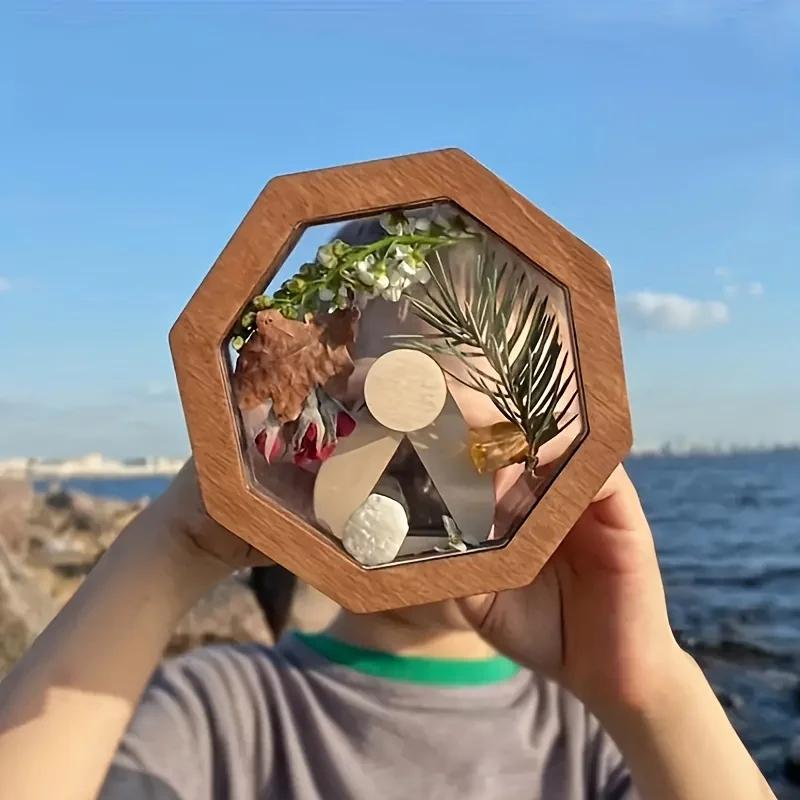 Přírodní sada kaleidoskopů pro kutily, nová dřevěná sada na výrobu magických rotačních kaleidoskopů, venkovní klasické ručně vyráběné vzdělávací hračky