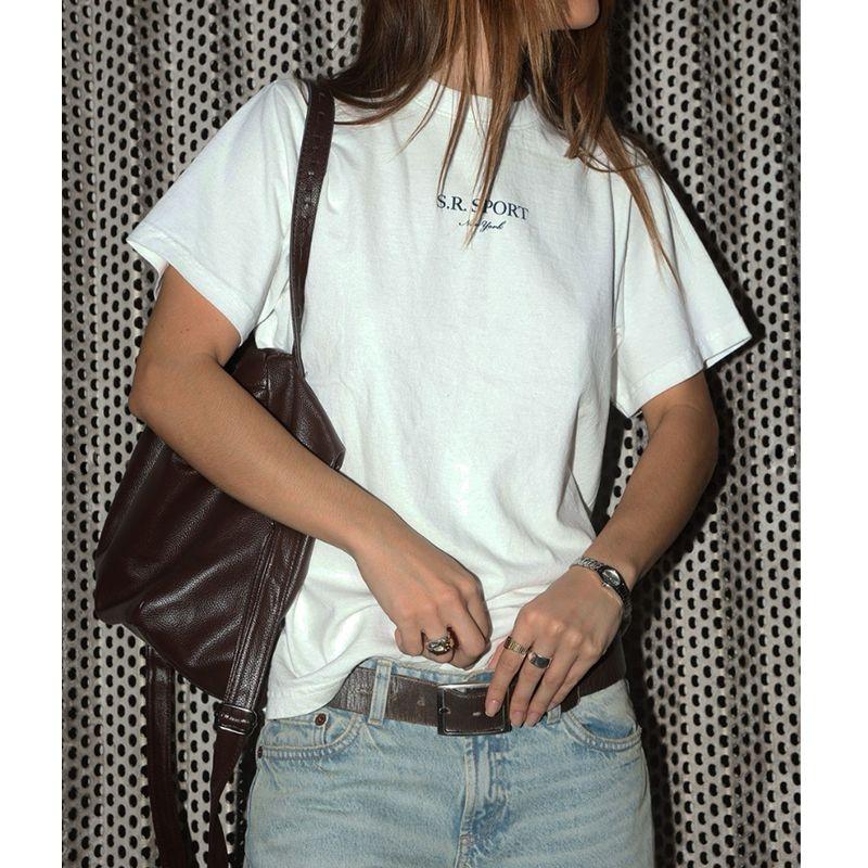 American vintage Sports Style Tennis Club Sr Letter Print Running Play Ball Couple t-shirt