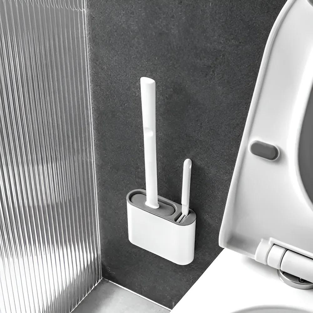 Golf Silicone Toilet Brushes Set Long Handled Cleaning BrushFlat Head Flexible Toilet Cleaning Brush Bathroom Cleaning Tool
