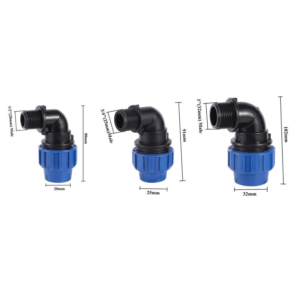 IBC Water Tank Pipe Joints S60 Coarse Threaded Cap 60mm Female Thread To 20 25 32MM Elbow Outlet Tap Adapter