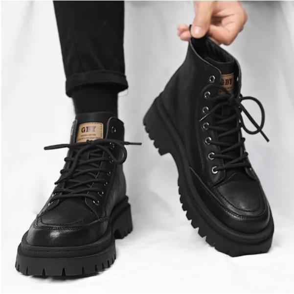 

Men s autumn British style high-top leather shoes men s outdoor cargo board shoes retro sports casual fashion shoes M587 44