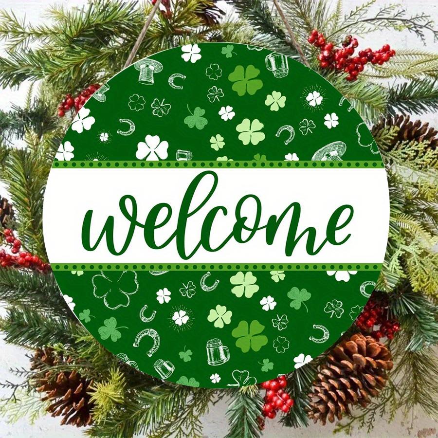 2D Flat 20cm Happy St.patrick's Day Welcome Sign Wooden Wall Hanging Decor - Car Balloon Universal Holiday Wooden Pendant, Home Decoration, Welcome