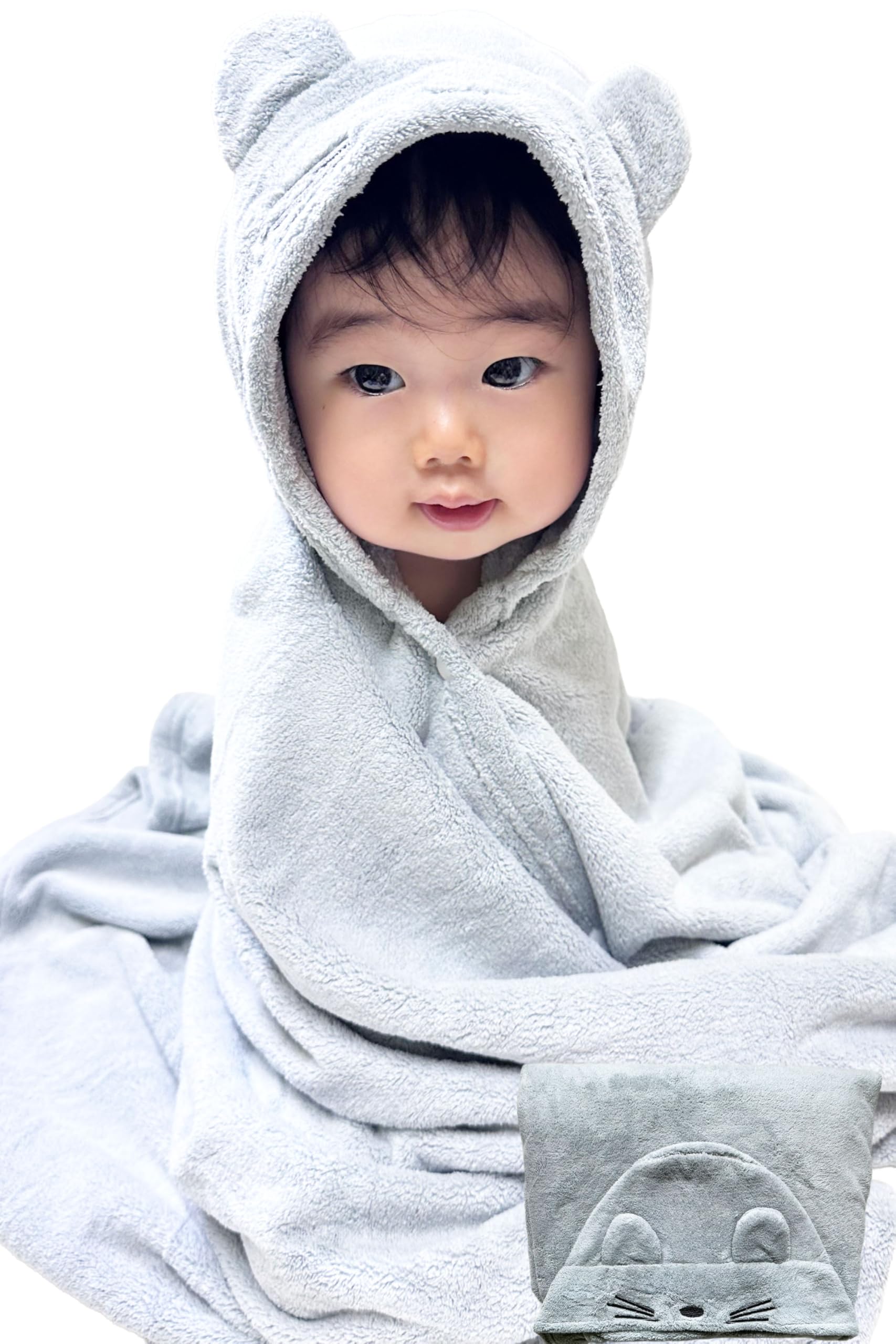 

Monna Baby Bath Towel [Supervised by a Veteran Midwife, Gentle on First Babies Skin] Fuwari (Mouse Gray, No Personalization)