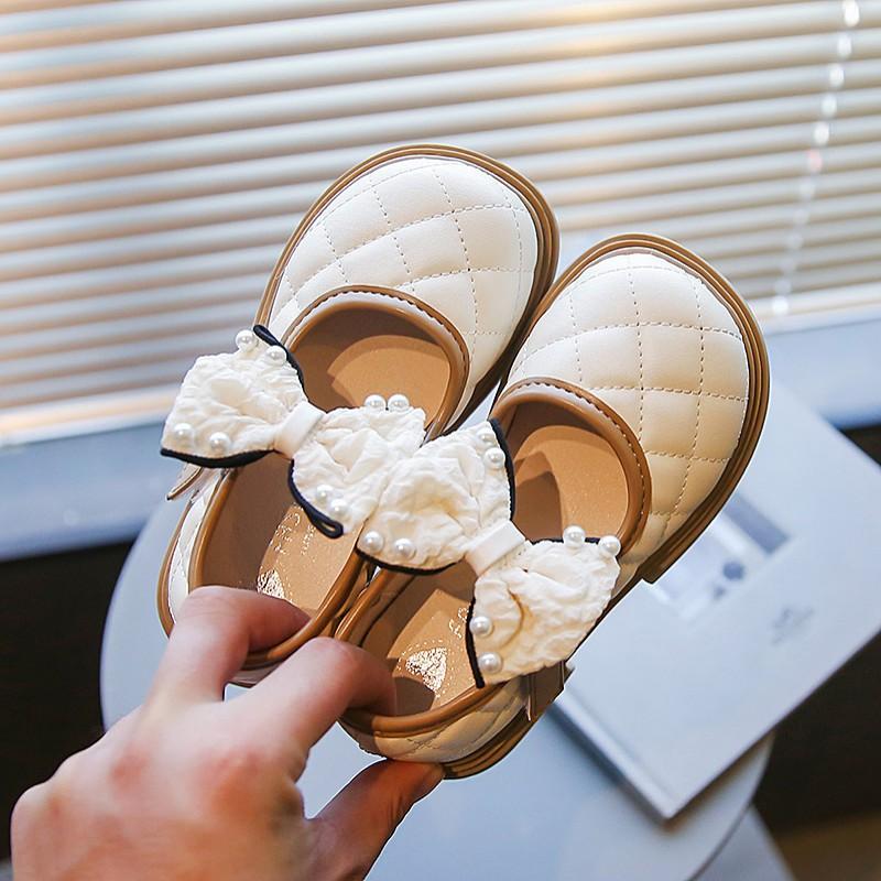 Children PU Leather Shoes Patent Leather Girl's Flat Shoes Black Beige Vintage School Toddler Kids Princess Shoe
