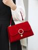 Red Crossbody Handbag With Pu Material And Smartphone Pocket For Daily Use