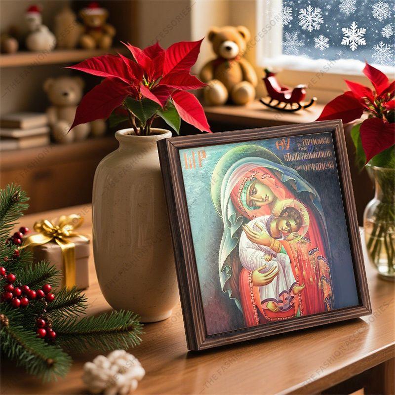 Pintura decorativa de iconos ortodoxos, Icono consagrado "Defensor de los valientes y abandonados", Pintura para portafotos, Arte cristiano de pared, 20cm*20cm, regalo