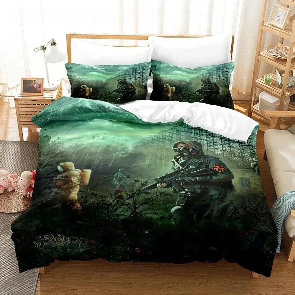 Game S.T.A.L.K.E.R. 2 Heart of Chernobyl Bedding Set Cartoon Anime Three-piece Set Adult Boys Bedroom Duvetcover Sets