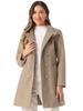 Allegra K Women's Winter Double-Breasted Stand Collar Classic Peacoat, Brown, Size L