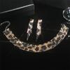 Leopard Print Bridal Rhinestone Jewelry Set, Neck Chain Jewelry.