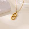 New Crushed Ice Ice Interlocking Character Stainless Steel Non-allergic Necklace Women's Niche Double Ring Pendant Collarbone Chain