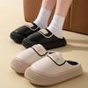 Cotton slippers imitation PU leather rubber sole autumn and winter wear thick soles warm and velvet home dormitory confinement wool shoes