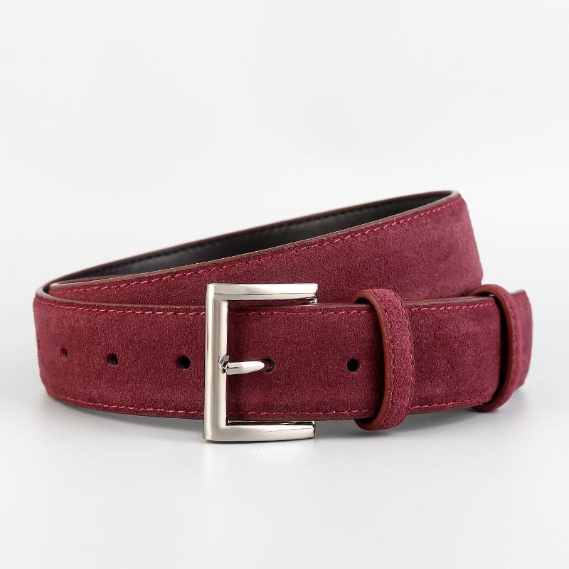 

Classic Genuine Leather Woman Belt With Vintage Pin Buckle For Dress And Jeans Angora Red