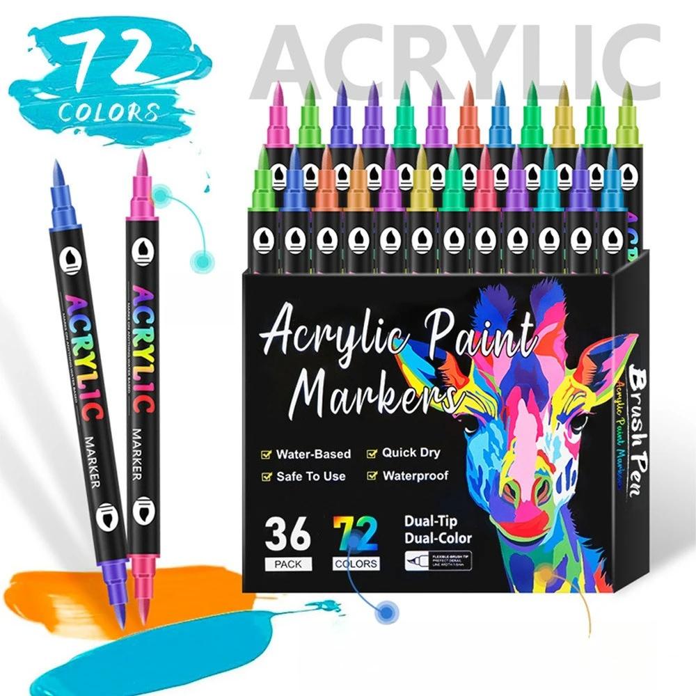 Dual Tip Dual Color Acrylic Marker Pen Kids Graffiti Painting Stationery Set 111 Colors Marker Pen For Art Creation