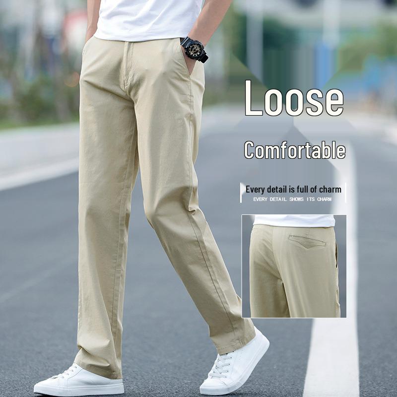 Men's Summer 2025 Cotton Casual Business Loose Straight-Leg Trousers - Trendy Long Pants