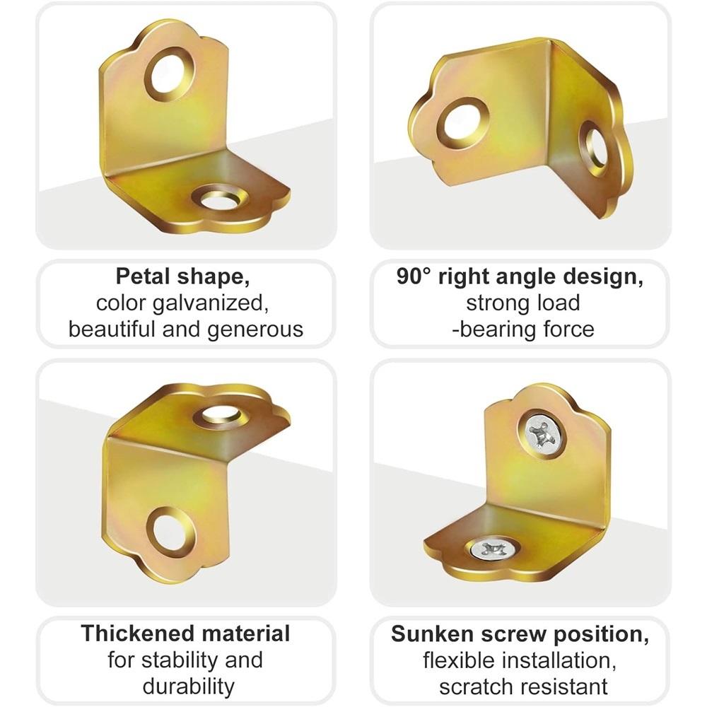 Set Of 20 Small Angle Connectors, Metal 90-degree L-shaped Angle Connectors, Suitable For Repairing Or Reinforcing Wooden Furniture,  Cabinets,  Etc.