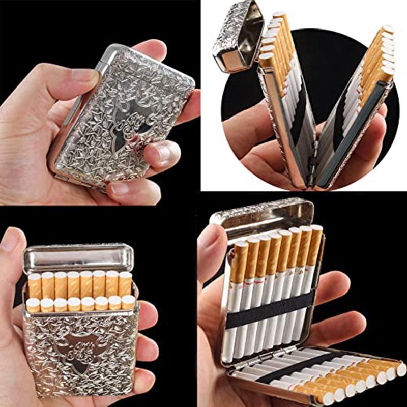 1pc Metal Cigarette Case Triple Opening Flip-Top Lid Pressure-Resistant Portable Cigarette Holder Smoking Accesoires Men's Gifts