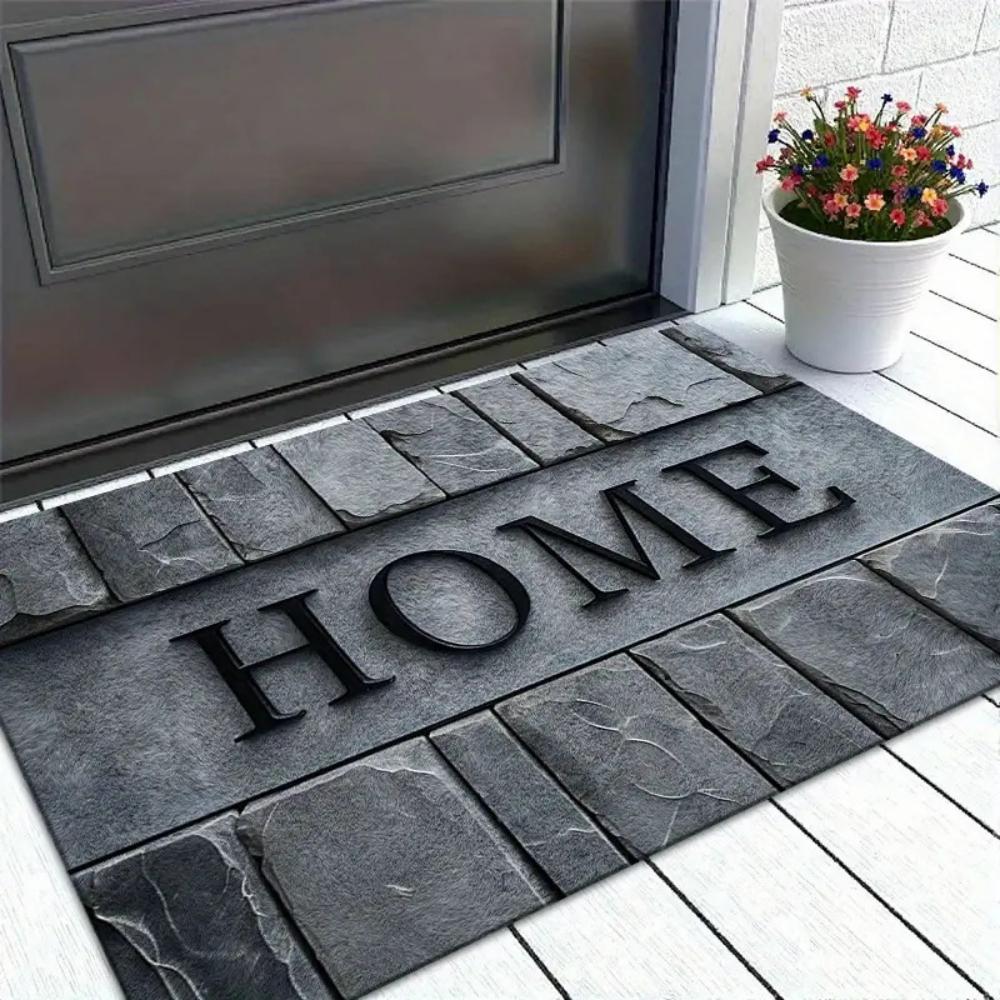 Modern Slate Pattern Design Welcome Door Mat Non Slip Rug for Indoor Outdoor Use Patio Balcony Living Room Bedroom Floor Carpet