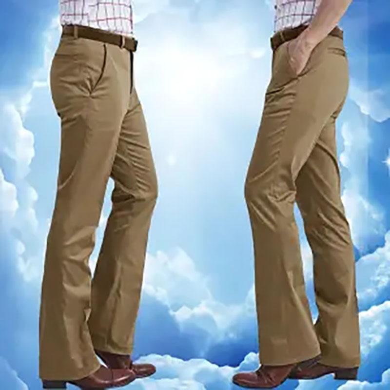 DC-HOME-3 Heren Lente en Zomer Slim Fit Bell Bottom Broek Vintage Bell-bottoms Flare Formele Kleding Broek Casual Wijde Pijpen Broeken 29 kaki