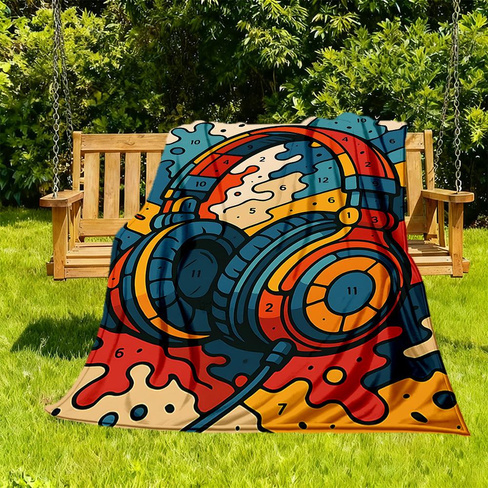 

1PC Headphones ColorbyNumber Outdoor Blanket Lightweight Flannel, Soft & Warm, All-Season Use for Sofa, Outdoor, Camping, Living Room, Office47 130cmx150cm