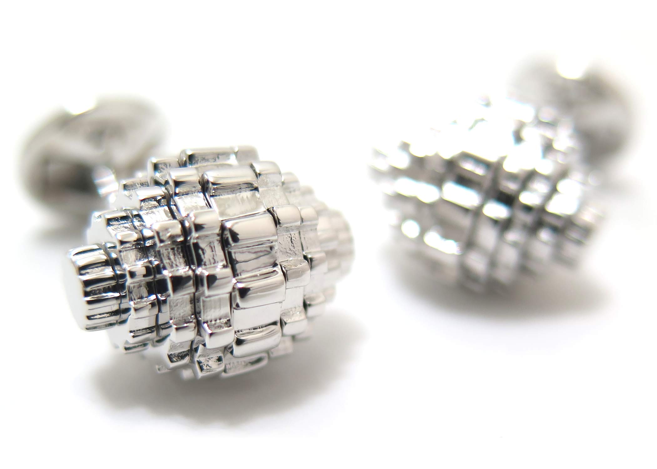 

TATEOSSIAN Mechanical Gear Sphere Cuffs (Rhodium) (Cufflinks)