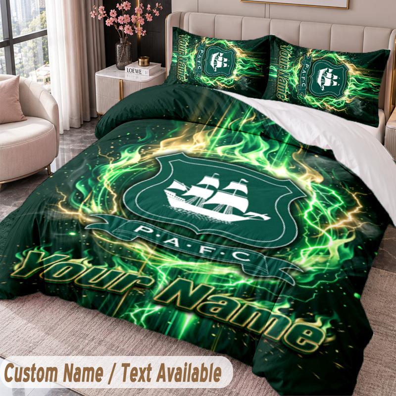 Plymouth Argyle FC Printed Bedding Set Custom Name Text 1 Duvet Cover 2 Pillowcases For Bedroom