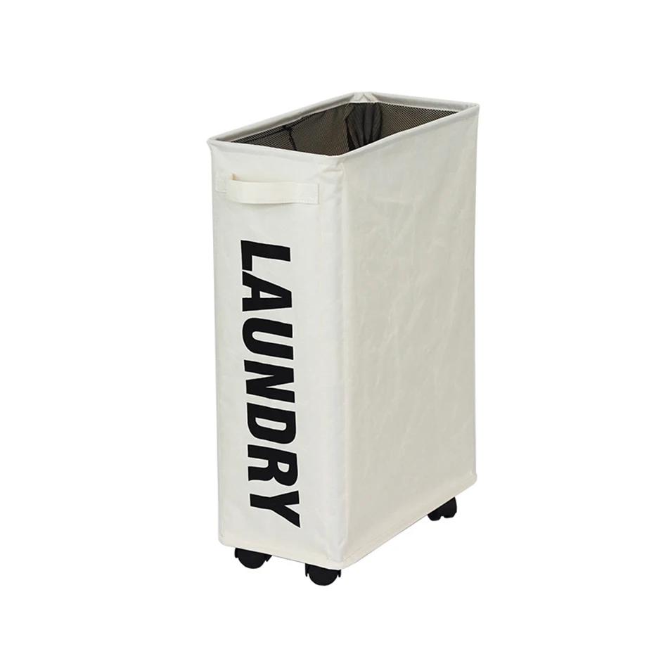 Laundry Basket with Wheels Space Saving Foldable Waterproof Sorter And Home Storage Organizer Dirty Clothes Yoga Mat Storage