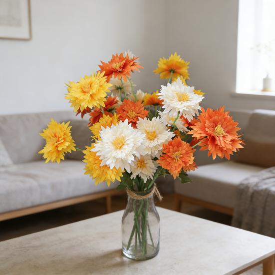5 Heads Artificial Flower High Simulation Silk Material Realistic Texture Lifelike Bellis Perennis