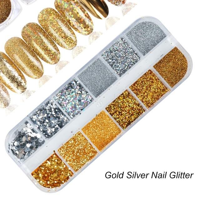 1 krabička nepravidelné třpytivé foliové nehty flitry na nehty třpytivé vločky nail art dekory na nehty příslušenství pro DIY manikúru