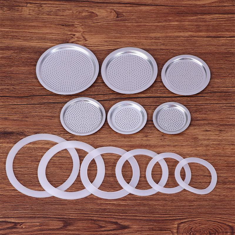 4Pcs/Set Moka Pot Replacement Kit - 3 Silicone Gaskets + Aluminum Filter, Fits 1/2/3/6/9/12 Cup Coffee Makers