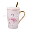 Flamingo With Lid Spoon Marble Pattern Ceramic Water Cup Couple High Value Creative Coffee Cup