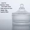Clear Crystal Embossed Glass Yurt Candle Holder & Candy Jar with Lid
