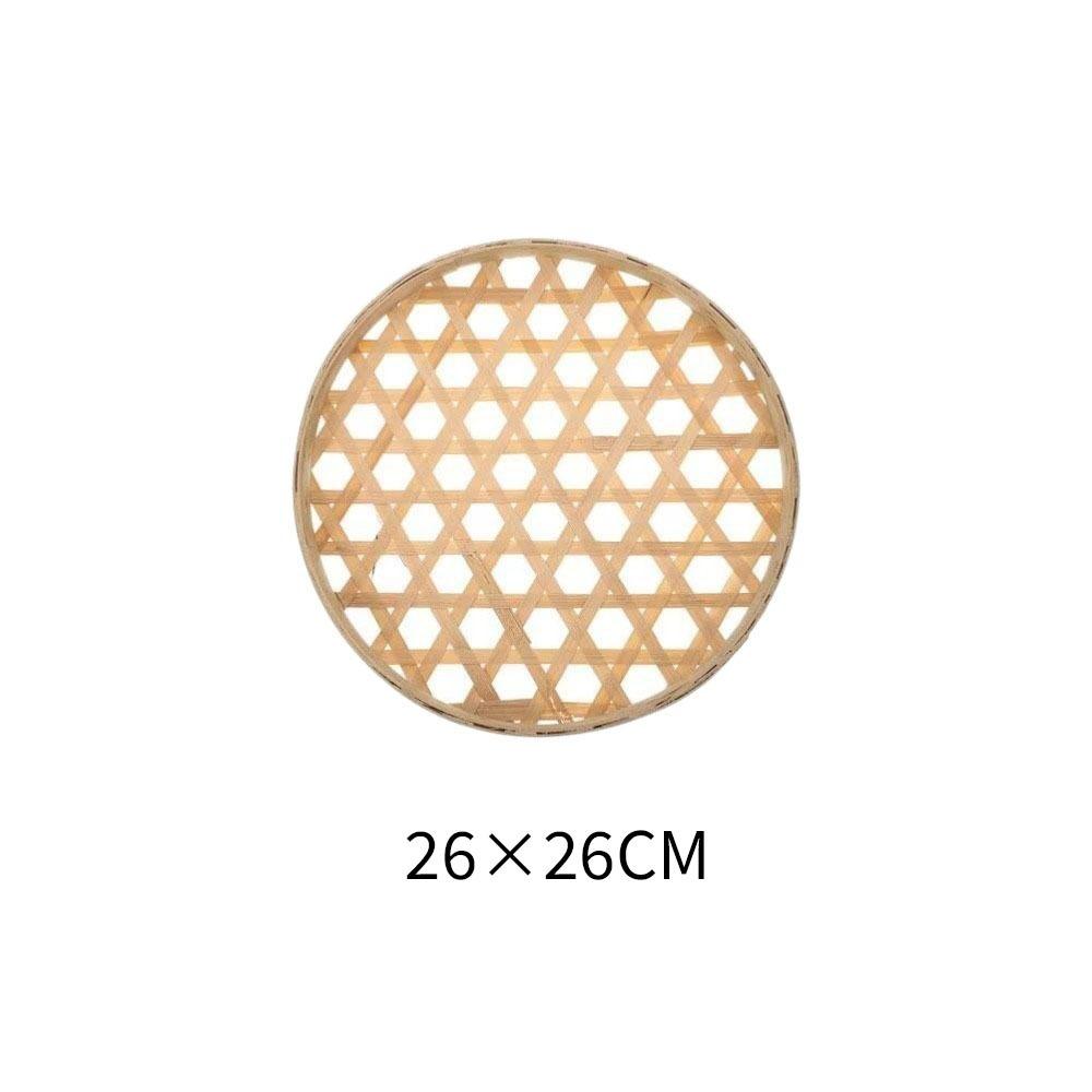 Nature EcoFriendly Bamboo Sieve Basket Round Decorative Bamboo Storage Tray Handwoven Woven Basket Kitchen