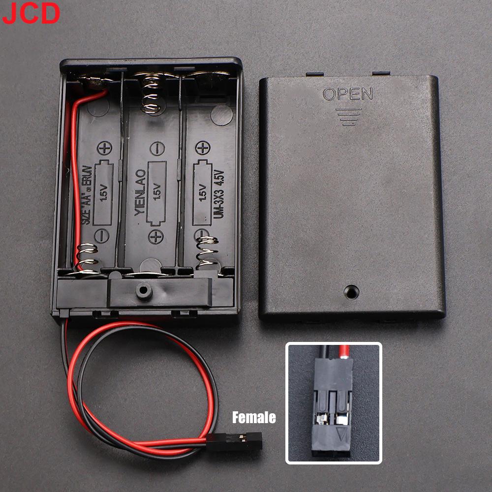 JCD 1pc 3x AA Battery Holder Storage Case Box With Switch & Cover PH2.0 XH2.54 SM DC5.5*2.1mm USB Plug Connect Terminal Cable