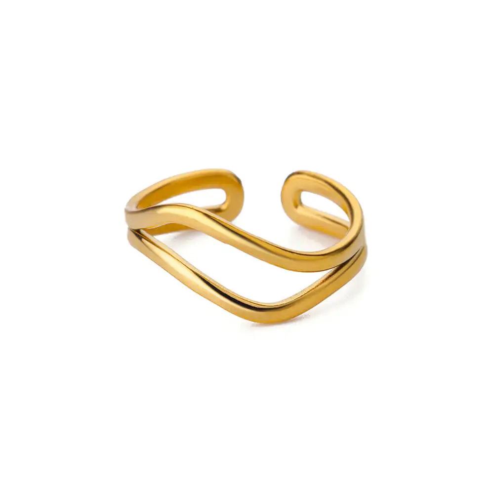 European & American Serpentine Curve Geometric Open Ring - Non-fading Fashion Design