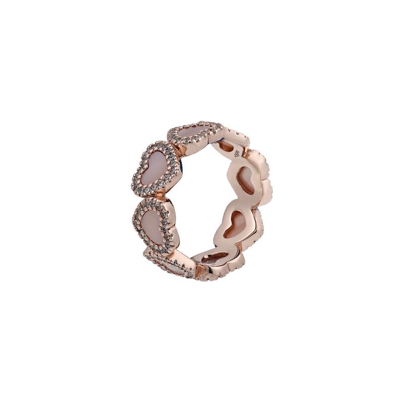 APM Monaco Love connects with temperament and design. Synthetic cubic zirconia ring. Women's model. Rose gold. p21646XNAC