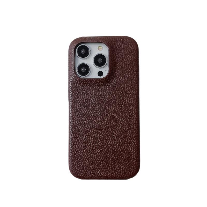 Half-wrapped Lychee Pattern, Suitable for Apple 15promax Phone Case, IPhone14 Anti-drop 13 Creative Women's Leather Case