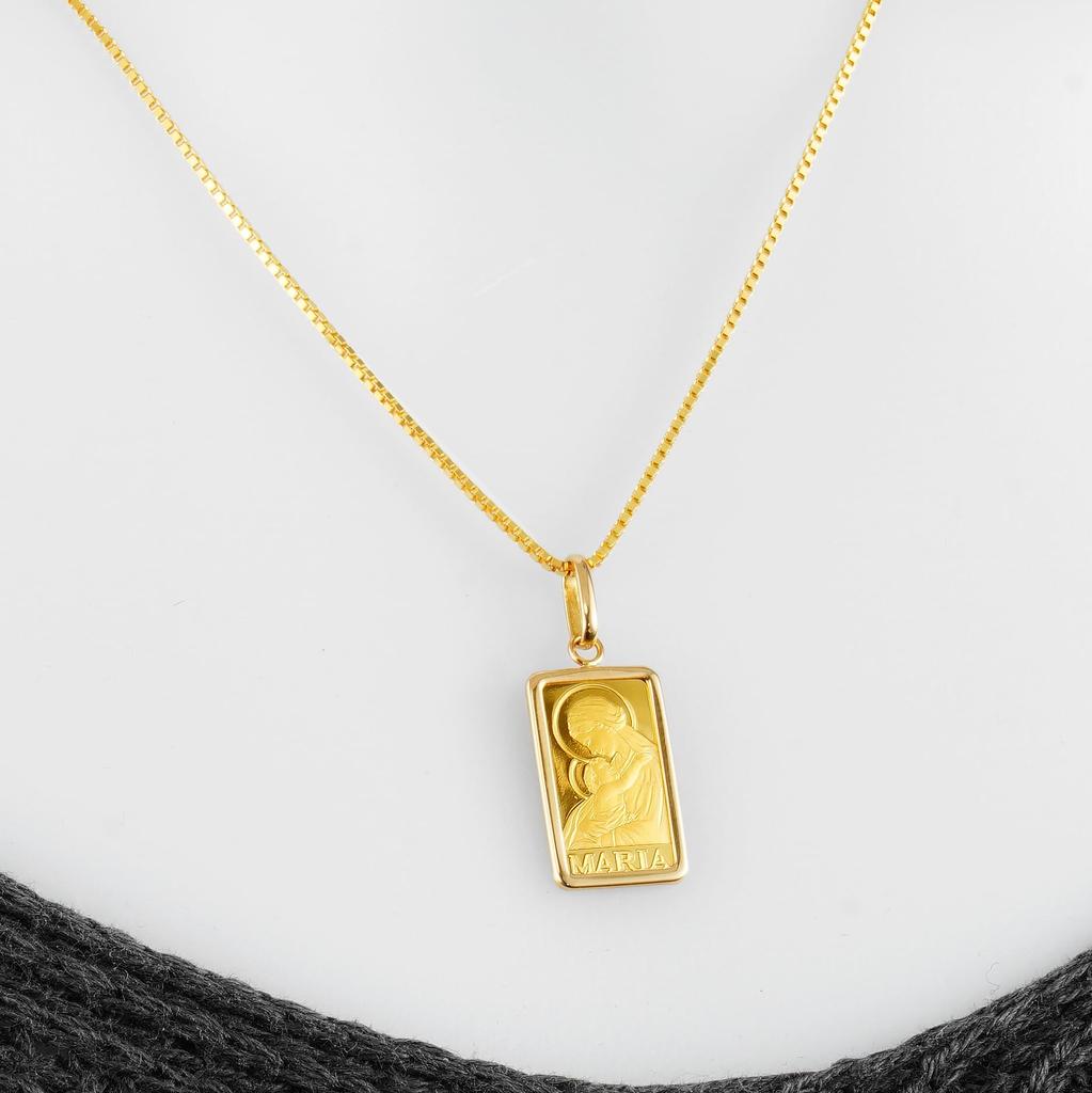 24K Pure Gold Maria Pendant Simple 18K Engraved [SPERANZA] Top, 1g, Frame,
