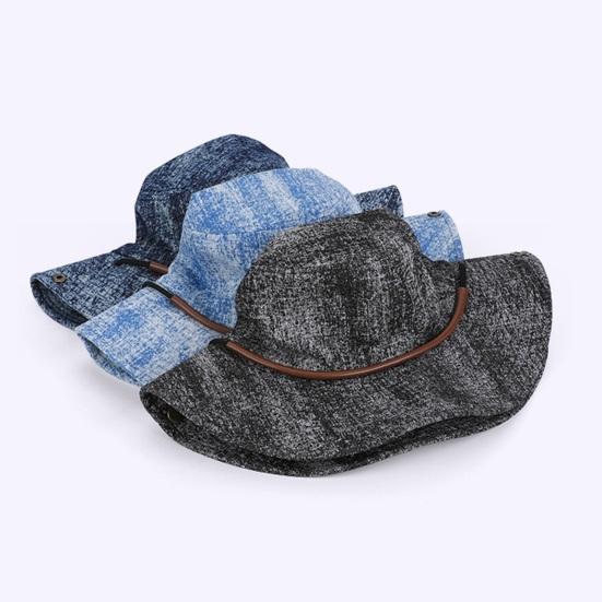 Unisex rybářská čepice Extra široký okraj Nastavitelný střih Turistický klobouk Bucket Větruodolná přezka Vypraný denim Venkovní cestování Ochrana proti UV