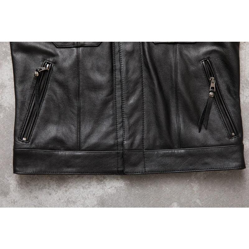 Chinesische Größe Motorrad Biker Lederweste Männer Echtes Kuhleder Ärmellose Jacken 100% ECHT Rindsleder Stehkragen Weste Outwear