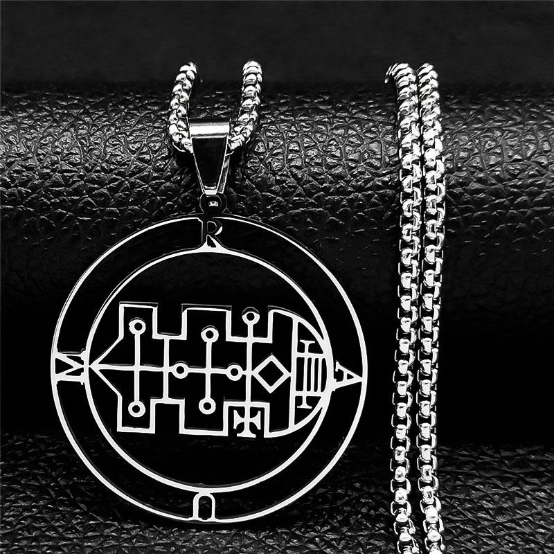 Astaroth Sigil Goetia Stainless Steel Necklace Solomon Demon Seal Satan Sigil satanique patch PIN Jewelry collier femme N7156S03